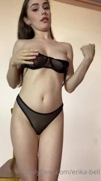 X-Rated Movie Striptease with Erika Bella & Brunette Sexy Lingerie Solo