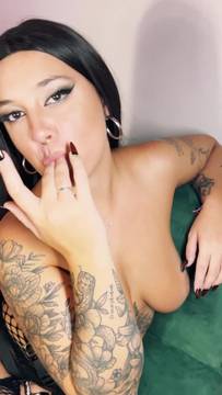Porn Movie DomiraNoire in Finger in Mouth & Stockings Tattoo Curvy & Thick