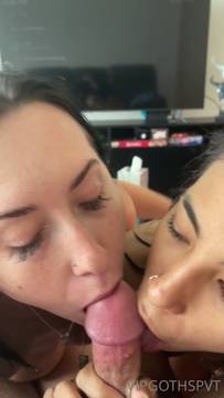 Gorgeous teens take turns sucking dick in POV