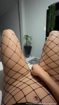 Wearing fishnet lingerie with a closeup on my wet pussy