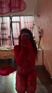 Ready stock my sheer red bodystocking with your cock #Sexy #Sexy Lingerie #Brunette #Showing Boobs