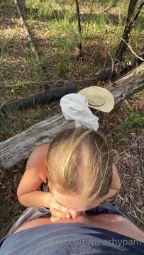 @PeachyPam quick blowjob and handjob outdoor in a hike