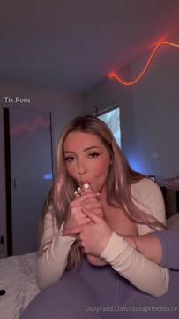 Sexy girl showing and teasing with her hot tits and feet