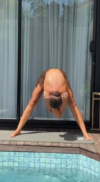 Stretching naked under the sun ☀️🧘