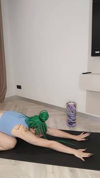 Stretching alone at home babe.!