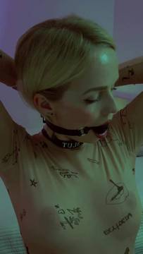 Blonde baddie in a sheer graphic top and ball gag #Blonde #Sexy #BDSM #SheerTop #Gagged #Teasing