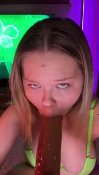 Free Video Sextoy in the mouth with missfrogg and Sexy Lingerie Big Boobs