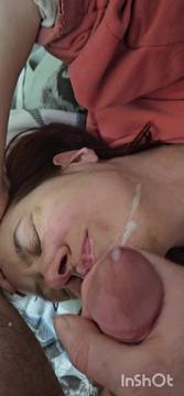 #Facial Cum on her face it big load