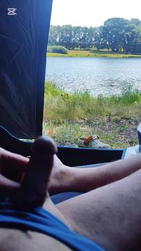 Man solo Masturbatin in camping
