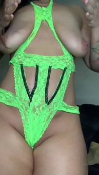 I just love the way my hot body looks in this green lingerie