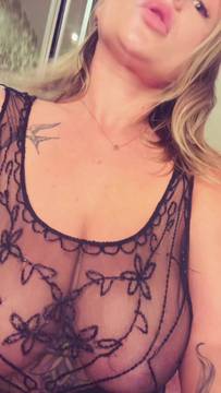 Blonde beauty in sheer lace teasing with a dildo #Solo #Shaved Pussy #Sextoys #Natural Big Tits #Blonde #POV