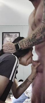 Love when he fucks my face. His balls hit my chin while I deepthroat his big cock makes me so wet