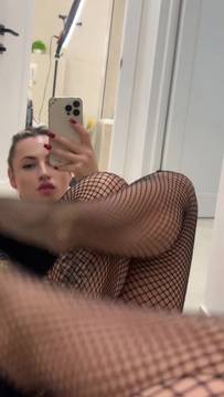 So wet, will you help! #Fishnet #Shaved Pussy #SpreadPussy #Female Masturbation #Mirror #teasing