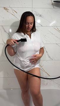 Hot Movie Shower Sex with mialovevip & Sexy Natural Big Tits Brunette Solo