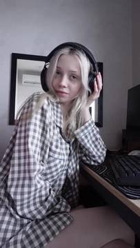 Gets better the real deal Blonde hair falls as she leans forward 🍆