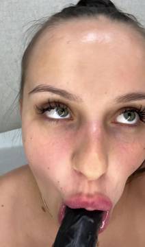 Adult Video Sextoy in the mouth and Sexy 18+ Teen Brunette Solo