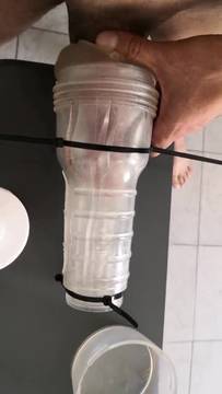Solo fleshlight action and sticky cumming