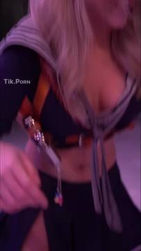 Adult Video Teasing and Blonde Uniforms Cosplay